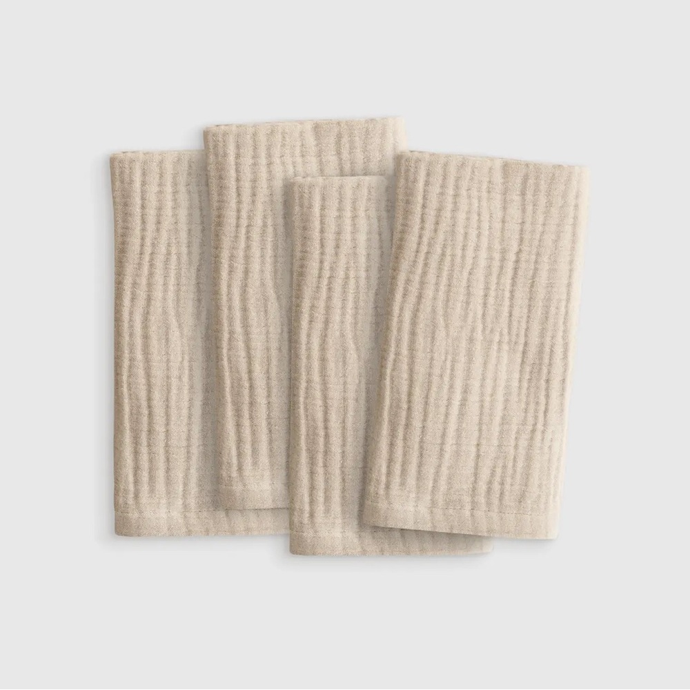 NWT QUINCE Set Of 4 Organic Airy Gauze Napkins Dune 6947
